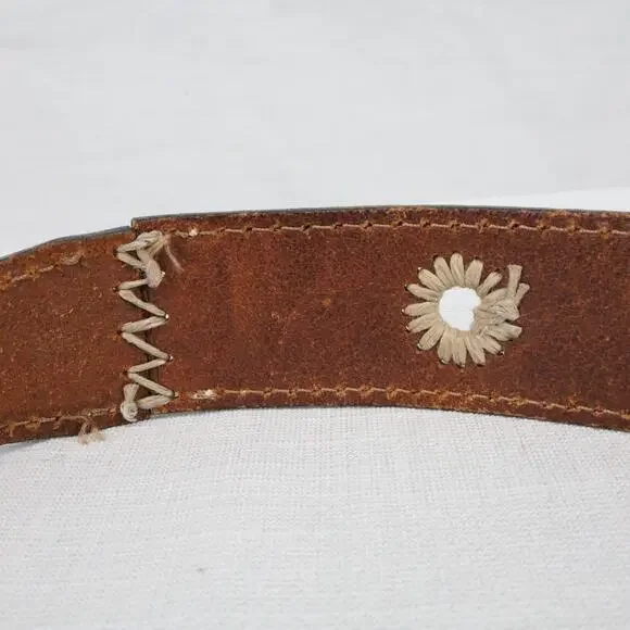 Eddie Bauer Belt Womens Large Brown Italian Leather Brass Buckle USA Western - Picture 10 of 15